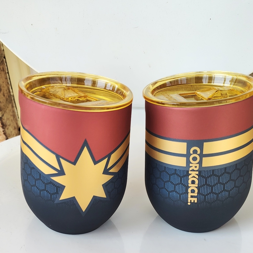 MARVEL CAPTAIN MARVEL SET OF 2 SHORT STEEL YUMBLERS NWOB